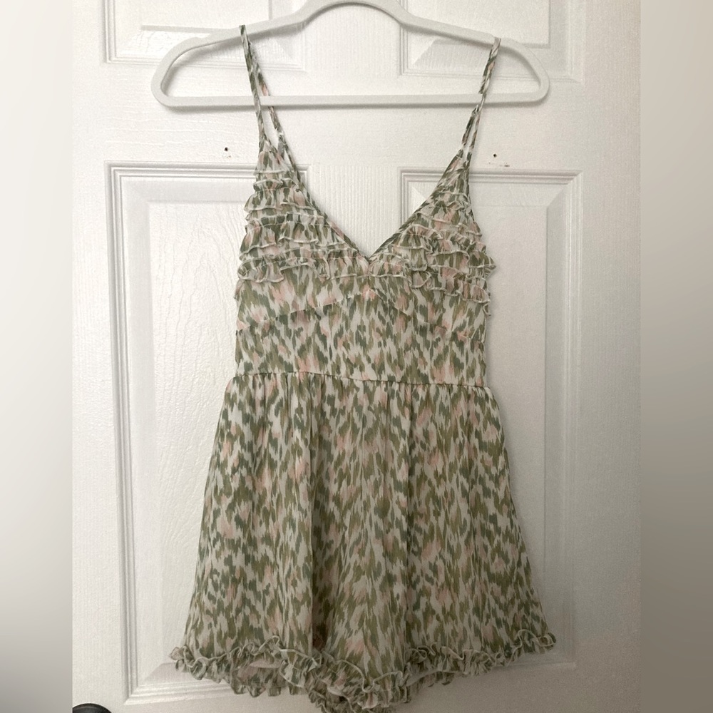 Francesca’s green white and pink romper